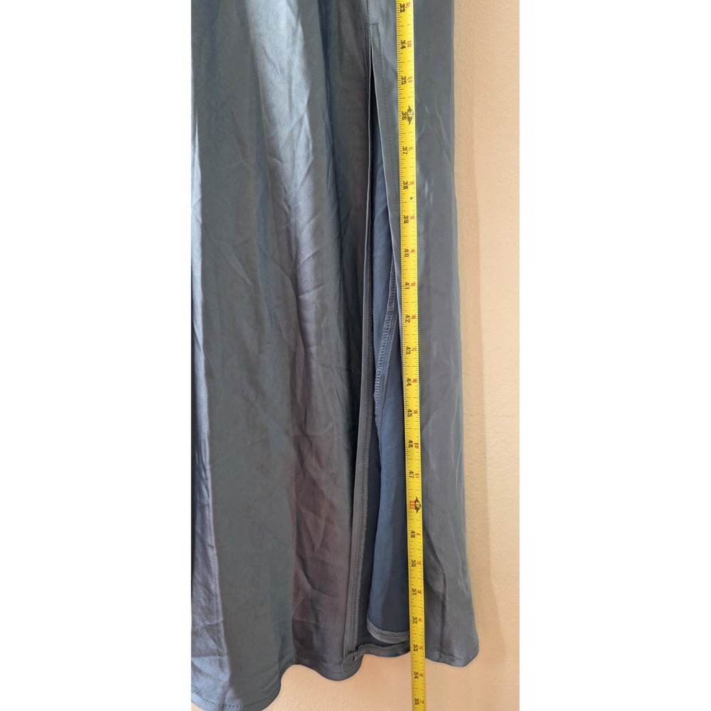 NWT Selfie Leslie Downtown Cami Strap Front Split Midi Slip Dress Blue Formal Md - Picture 12 of 12